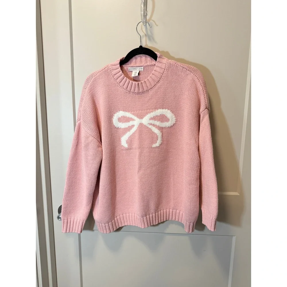 Sincerely Jules Pink Bow Knit Crewneck‎ Sweater Size Medium
